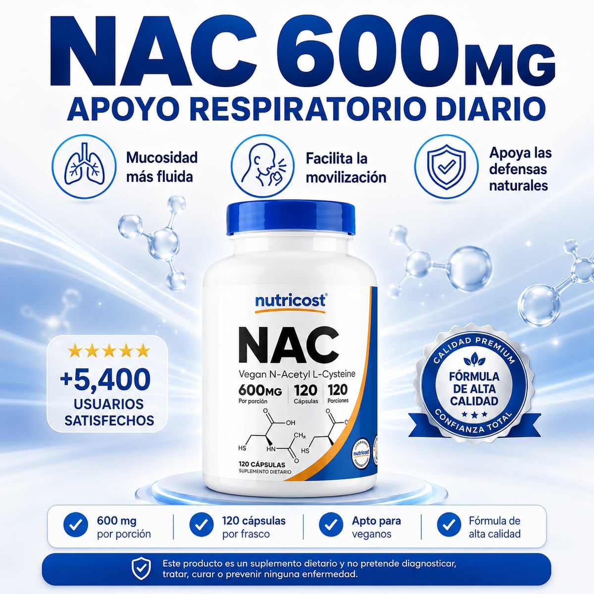 NAC 600mg – Apoyo Respiratorio y Mucosidad Más Fluida
