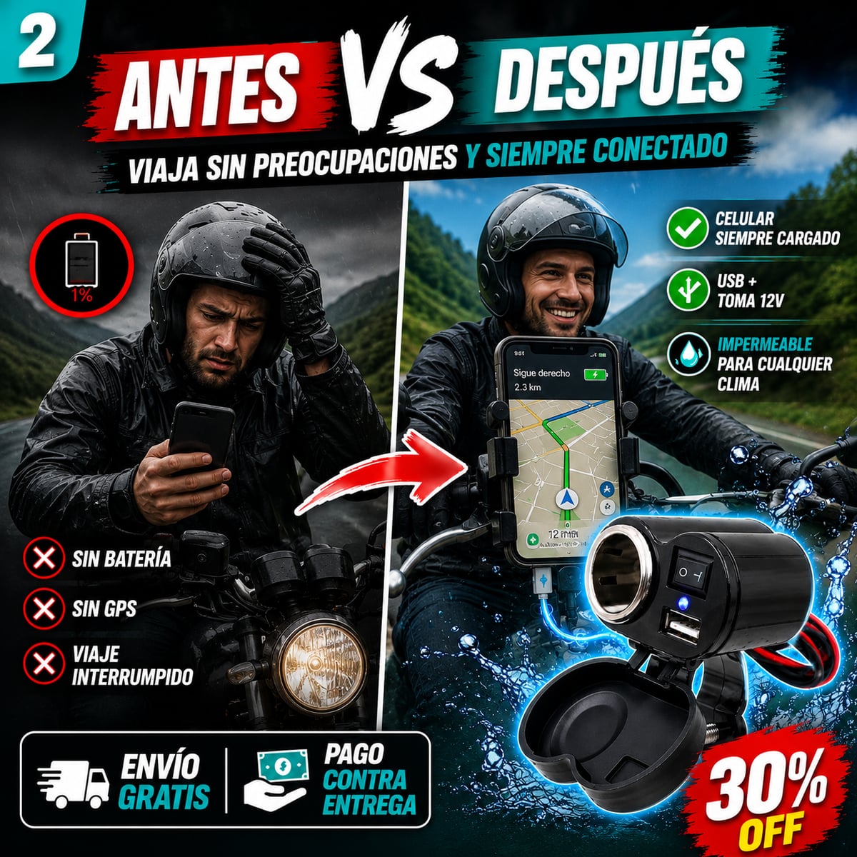 Kinetic Voltaje //Cargador de celular para Motos *Oferta del dia