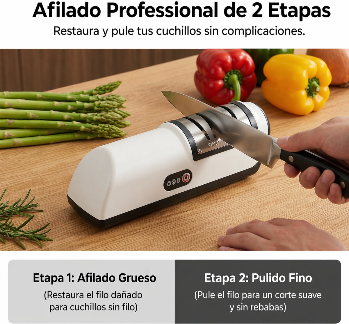 Afilador de cuchillos eléctrico inalámbrico