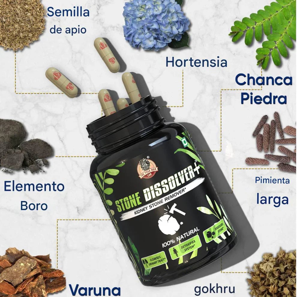 STONE DISSOLVER Suplemento Renal 100% Natural (TRATAMIENTO COMPLETO 2 BOTES) + ENVIO GRATIS🎁