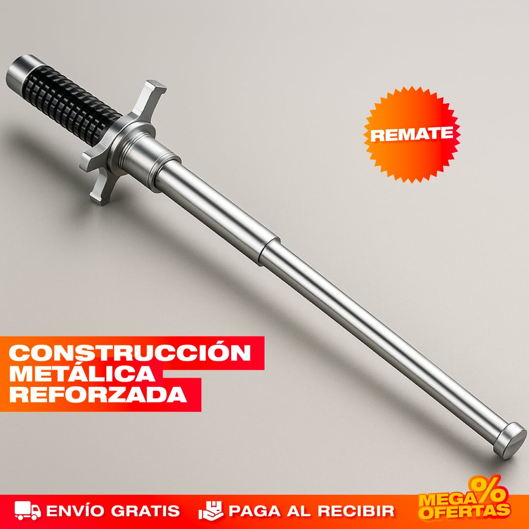 BASTÓN RETRÁCTIL DE SENDERISMO Y SEGURIDAD CON ROMPEVIDRIOS