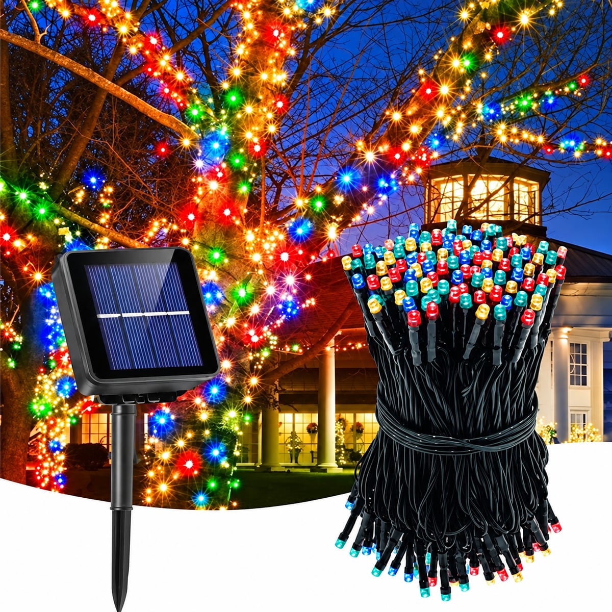 LUCES NAVIDEÑAS CON PANEL S0LAR + ENVIO GRATIS