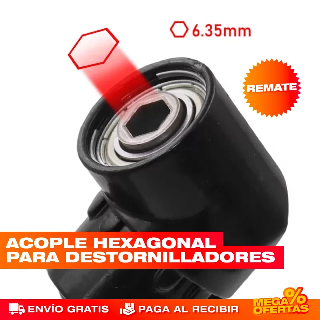 Adaptador de Ángulo Recto para Destornillador – Atornilla en Rincones Imposibles · 3x1