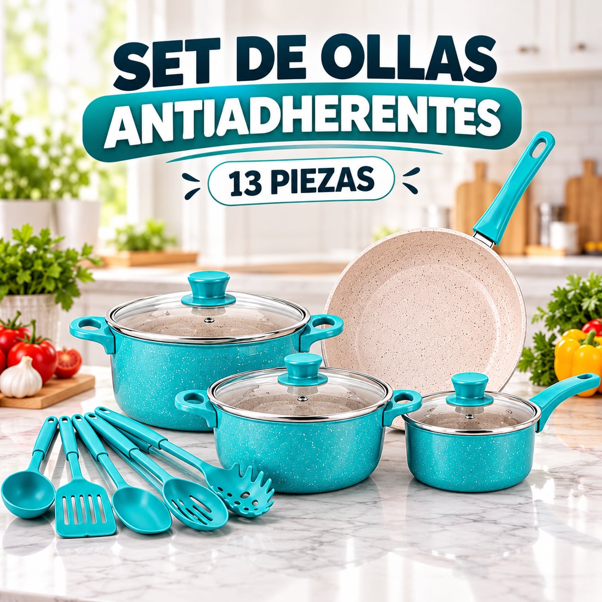 Set de Ollas Antiadherentes de 13 Piezas | Cocina Fácil y con Estilo