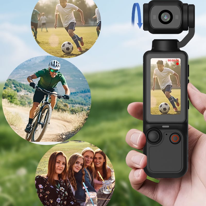 Cámara de Bolsillo con Gimbal Estabilizador y Pantalla de 1.9”