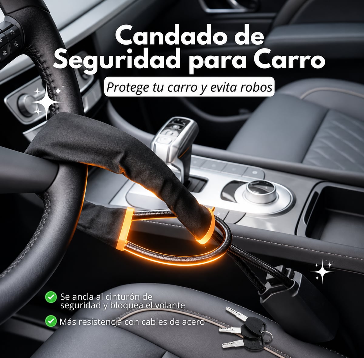BLOQUEO DE TIMÓN ANTI ROBO 🚘⚡ ¡Evita el robo de tu carro! + ENVIO GRATIS 🎁