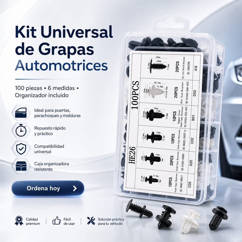 Set de 100 Clips y Sujetadores para Carro