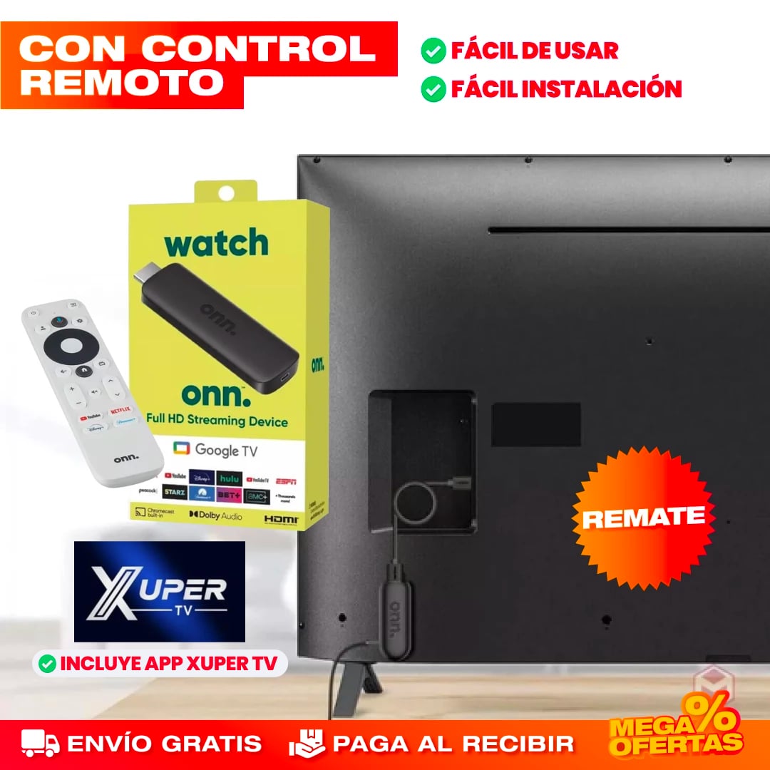 CONVERTIDOR SMART TV DE GOOGLE CON CONTROL REMOTO (Incluye XUPER TV)