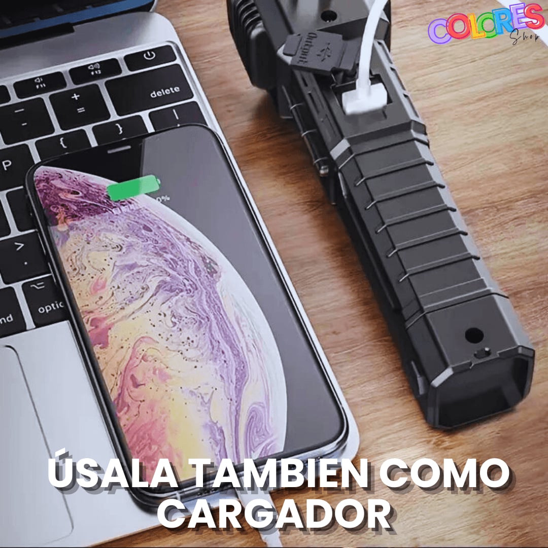 Linterna Táctica Multiuso 4 en 1 - Recargable y de Emergencia