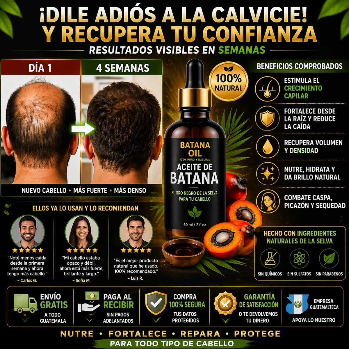 Batana Gold® aceite 100% natural que hidrata, fortalece y hace crecer tu cabello+ Envío Gratis 🎁