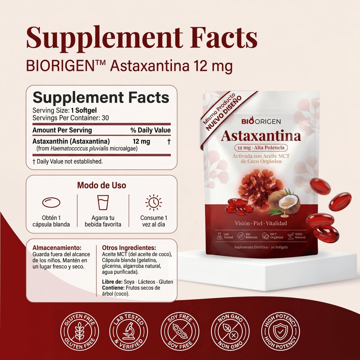 Astaxantina Maestro para tu Visión, Piel y Energía.