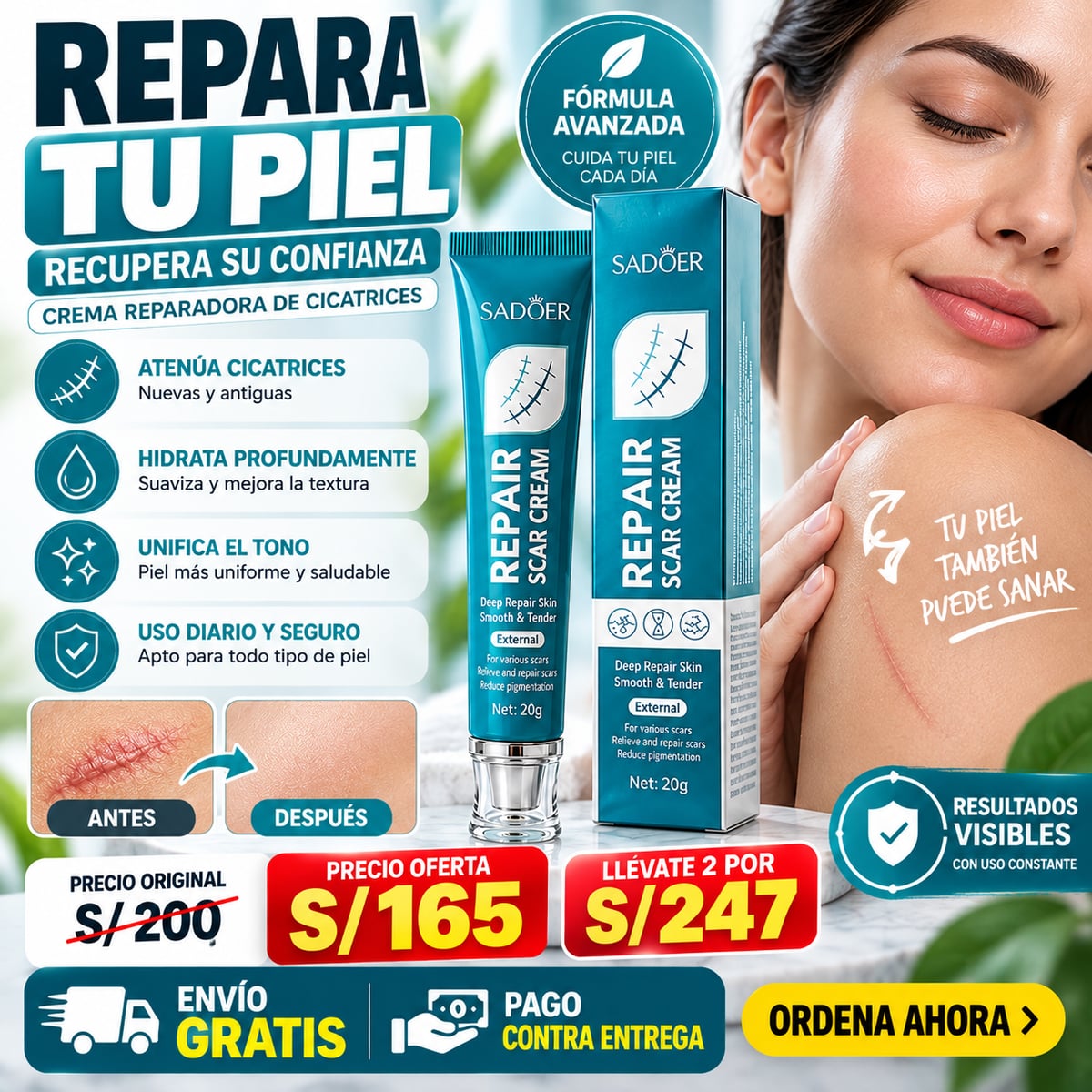 SADOER Repair Scar Cream | Crema para Marcas y Cicatrices