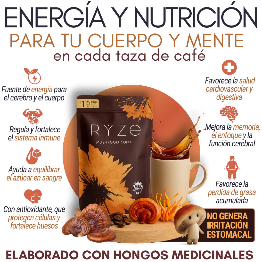 RYZE SUPERFOODS - Café Funcional con 6 Hongos