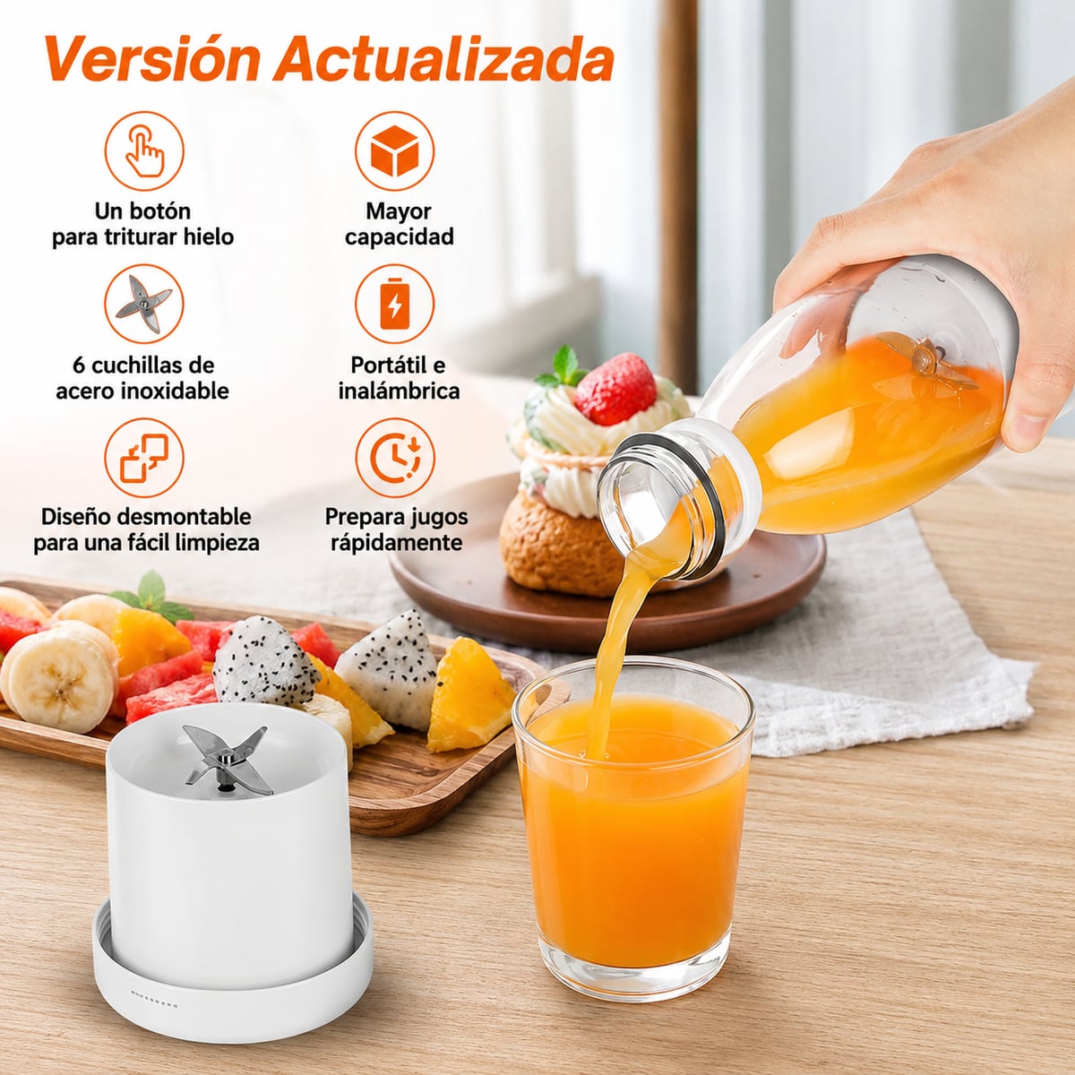 FreshBoost™ Licuadora Portátil Recargable. Jugos Naturales al Instante