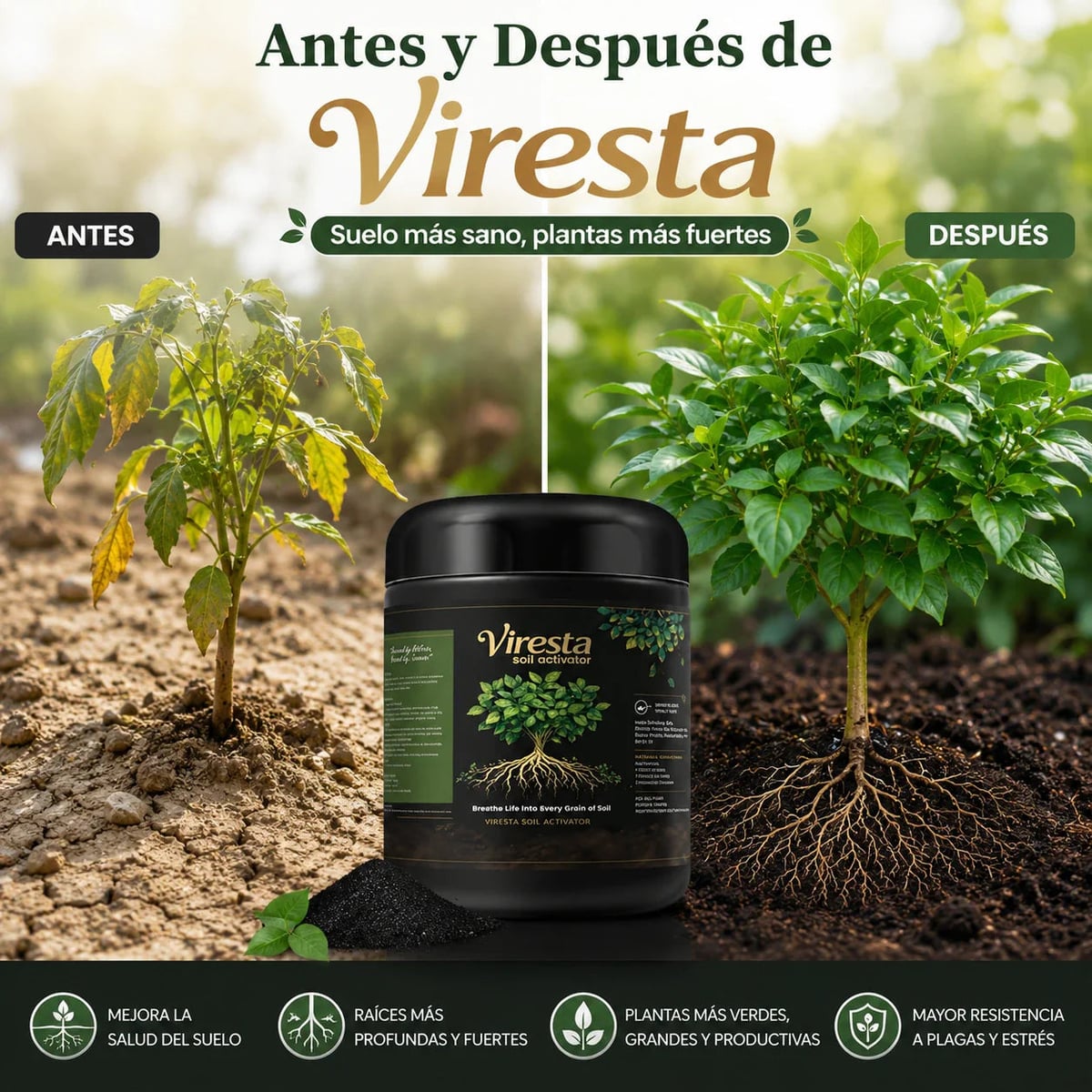 Viresta Soil Activator — Plantas Más Verdes y Fuertes en Días 🌱-ENVIO GRATIS 🎁