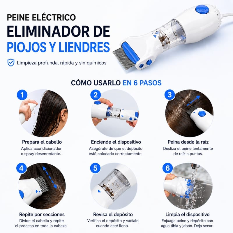 Cepillo-Aspiradora de Piojos y Liendres