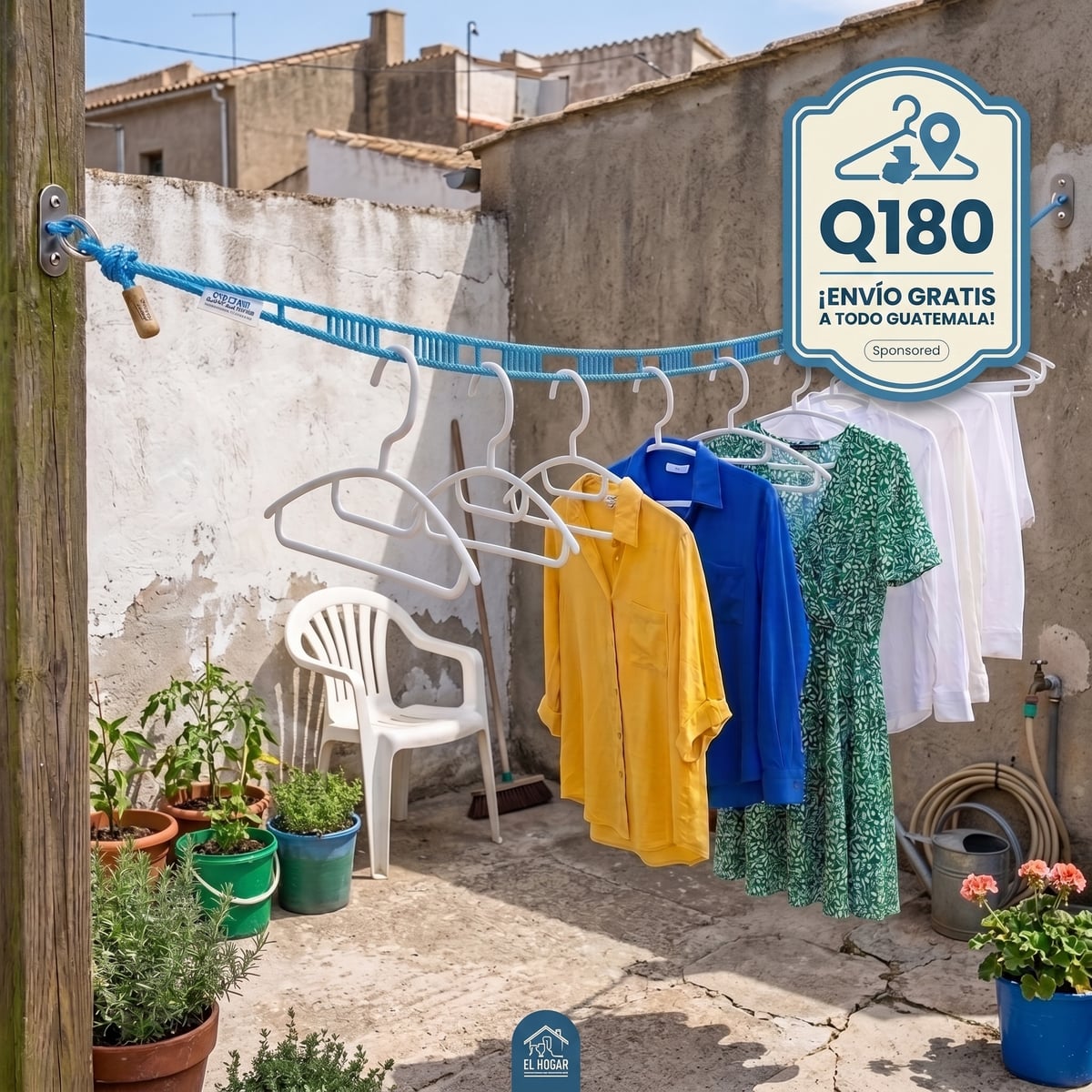 TENDEDERO ANTIVIENTO DE 8 METROS + 10 PINZAS | Mantén tu ropa separada y mejor ventilada