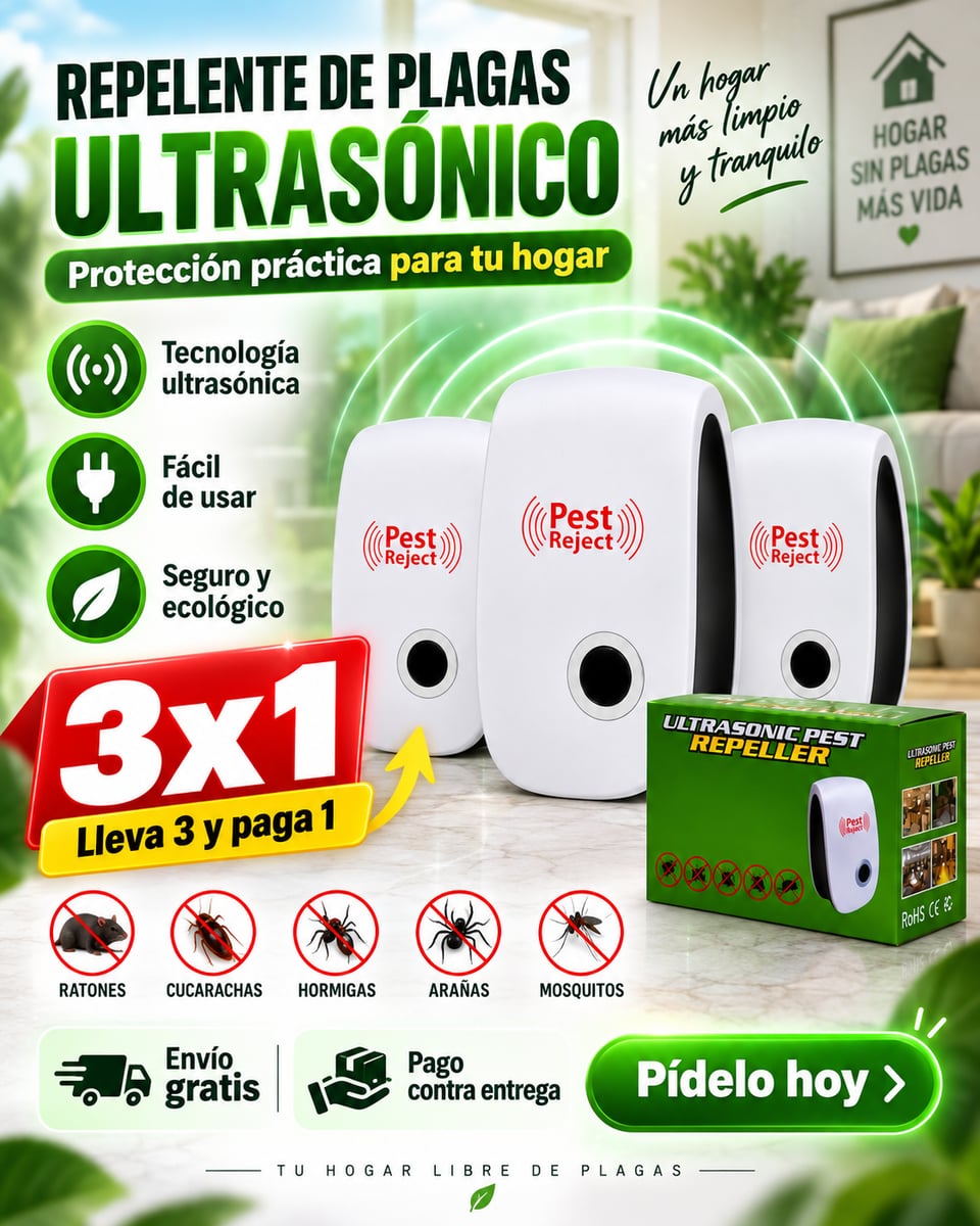 Repelente Ultrasónico para Insectos y Ratones LLEVA 3 y Paga 1
