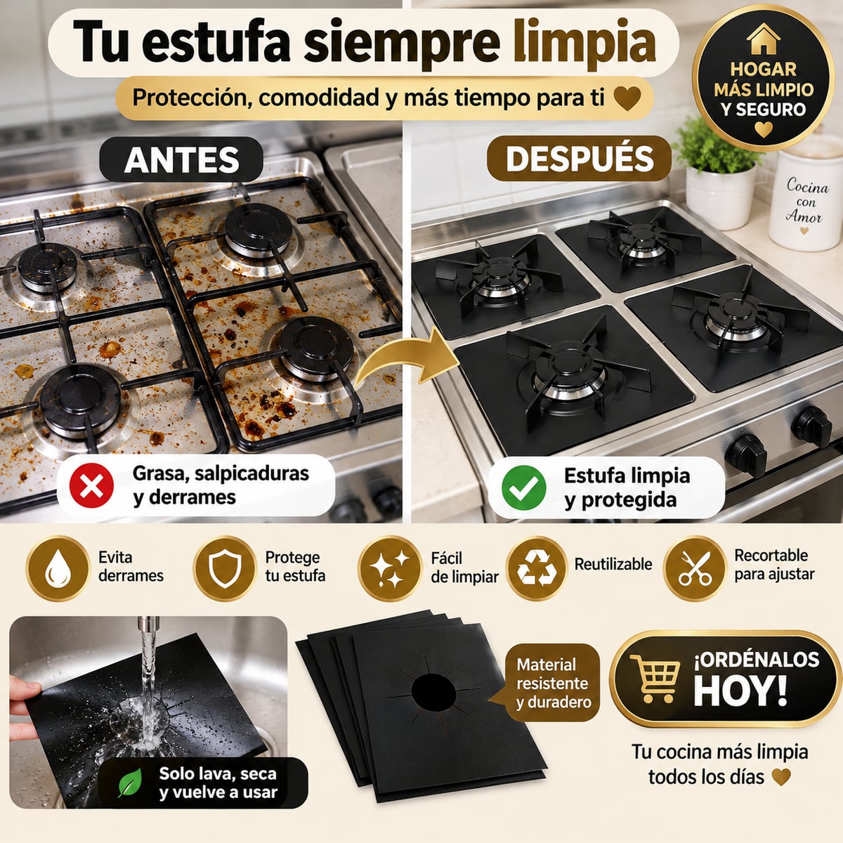 Protector Anti-Suciedad para Estufa de Gas