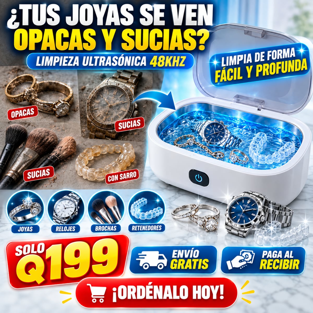 Limpiador Ultrasónico 48 kHz | Joyería y Accesorios