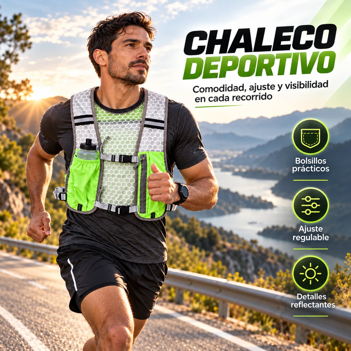 💚🎽 Chaleco Running Pro™🏃♂️ – Ligero, Ajuste cómodo, Reflectante, diseño transpirable y espacio práctico para cada recorrido. 🏃♂️ENVIO GRATIS🏃♂️