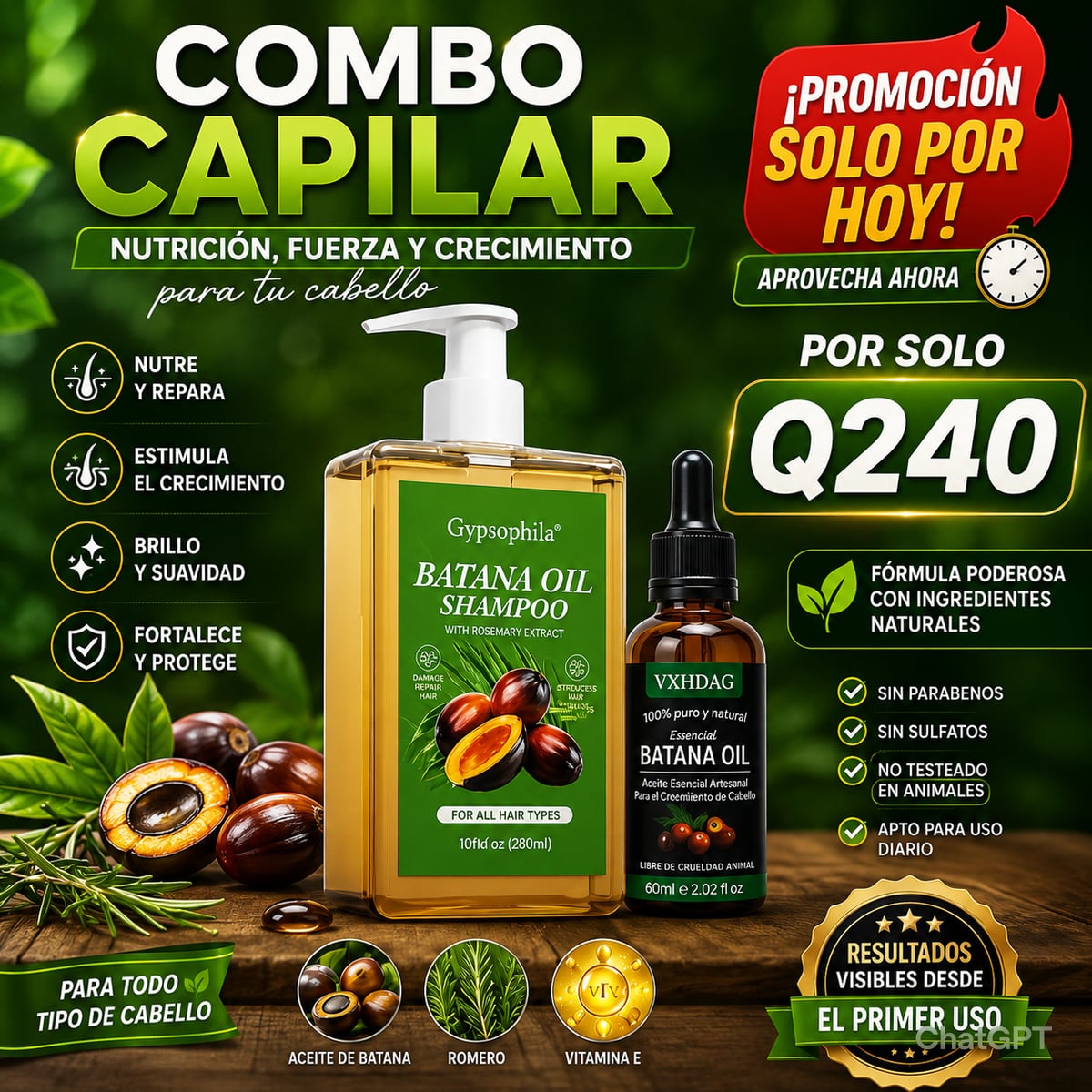 Apovecha esta oferta Pack Shampoo de Batana 350ml + Aceite de Batana 35ml🧴🌿