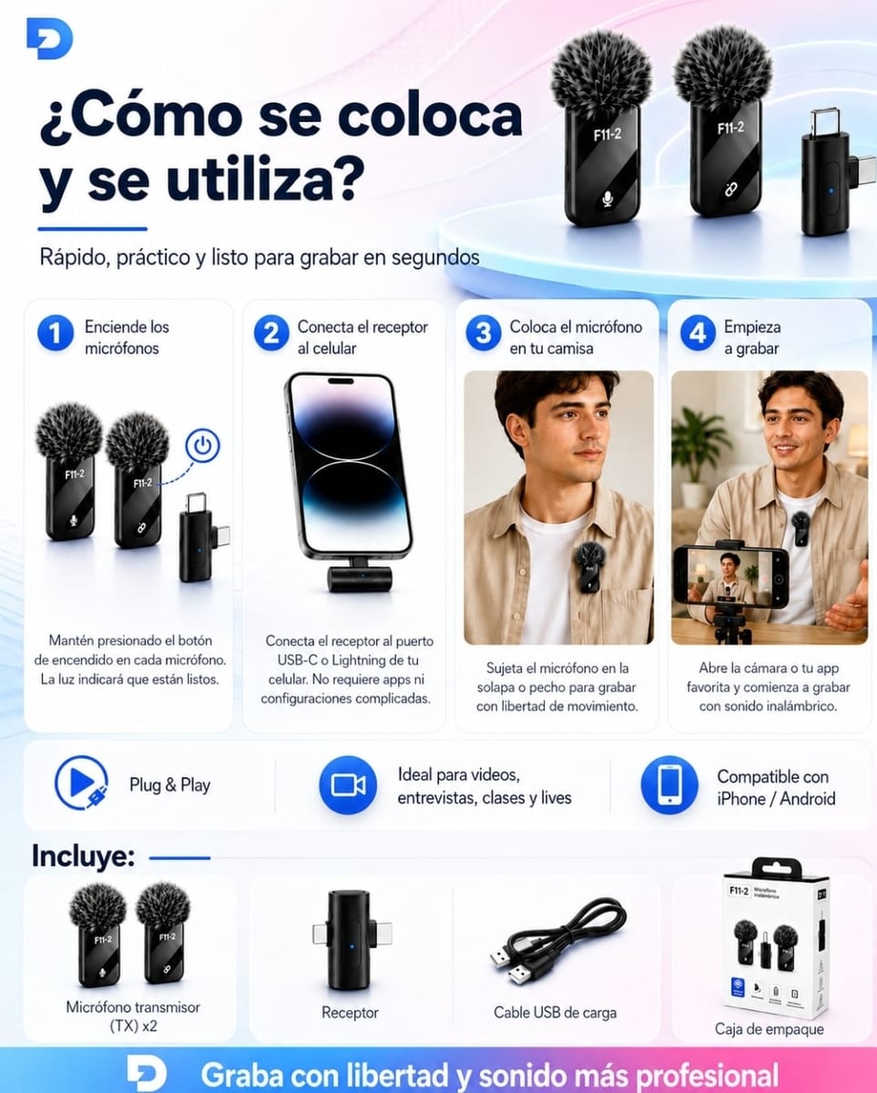 Micrófono Inalámbrico Doble F11 2