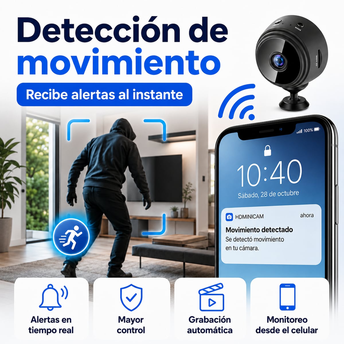 Mini Cámara WiFi HD – Seguridad Compacta con Visión Nocturna