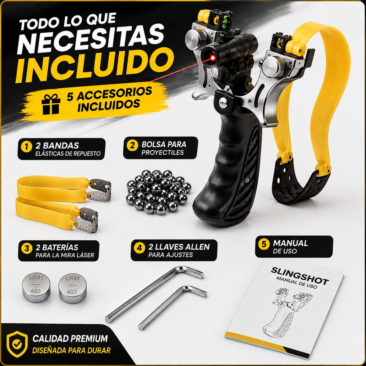 🔥 Resortera Premium con Mira Láser Ajustable | Precisión y Calidad Profesional 🎯