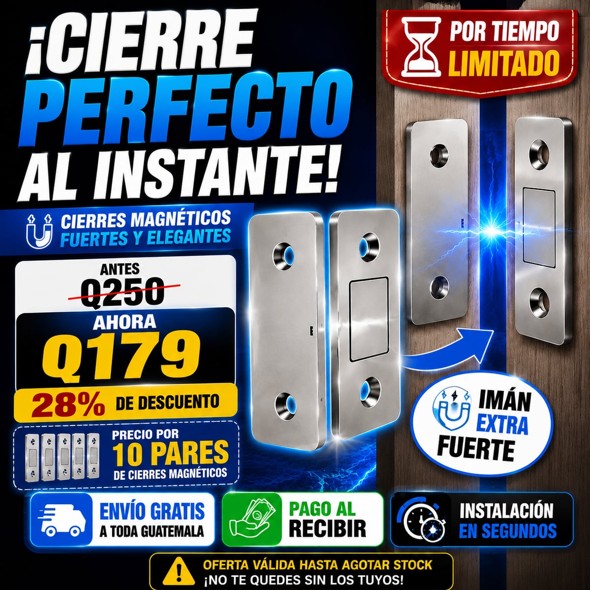PUERTAS CERRADAS AL INSTANTE - Cierre Magnético para puertas + ENVÍO GRATIS