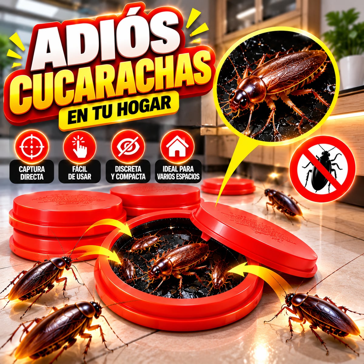 Dile adiós a las cucarachas en tu hogar - Capsulas de cebo elimina cucarachas