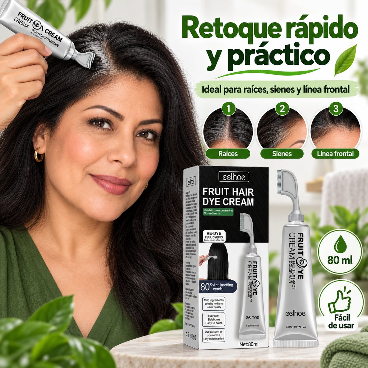 CUBRECANAS INSTANTANEO CON PEINE APLICADOR | Retoca tus raíces desde casa 🌿