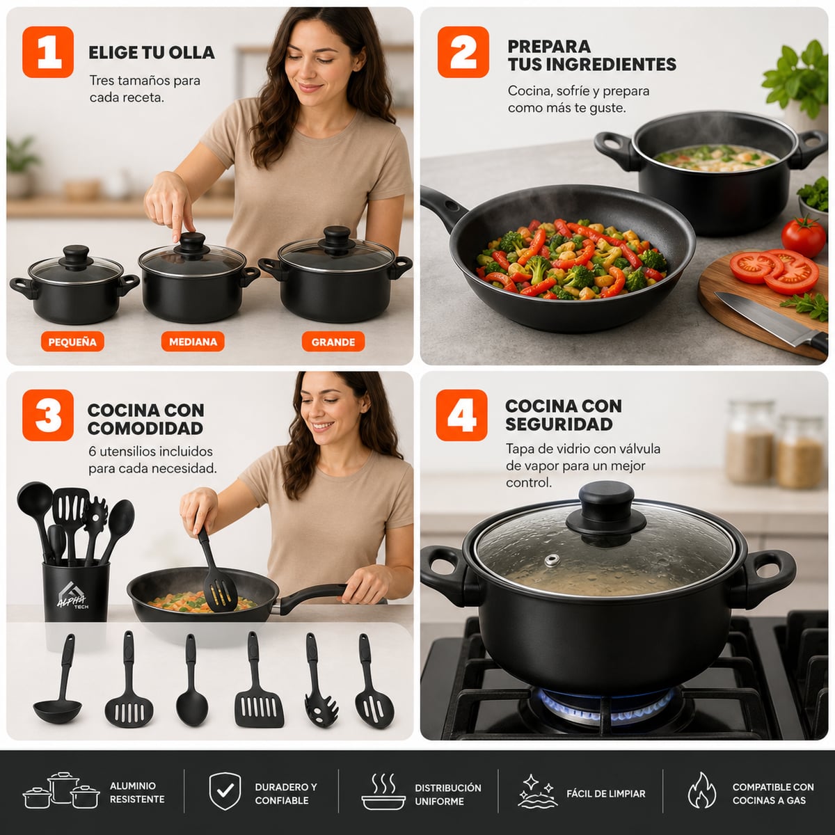 Set de Cocina Negro - 13 Piezas