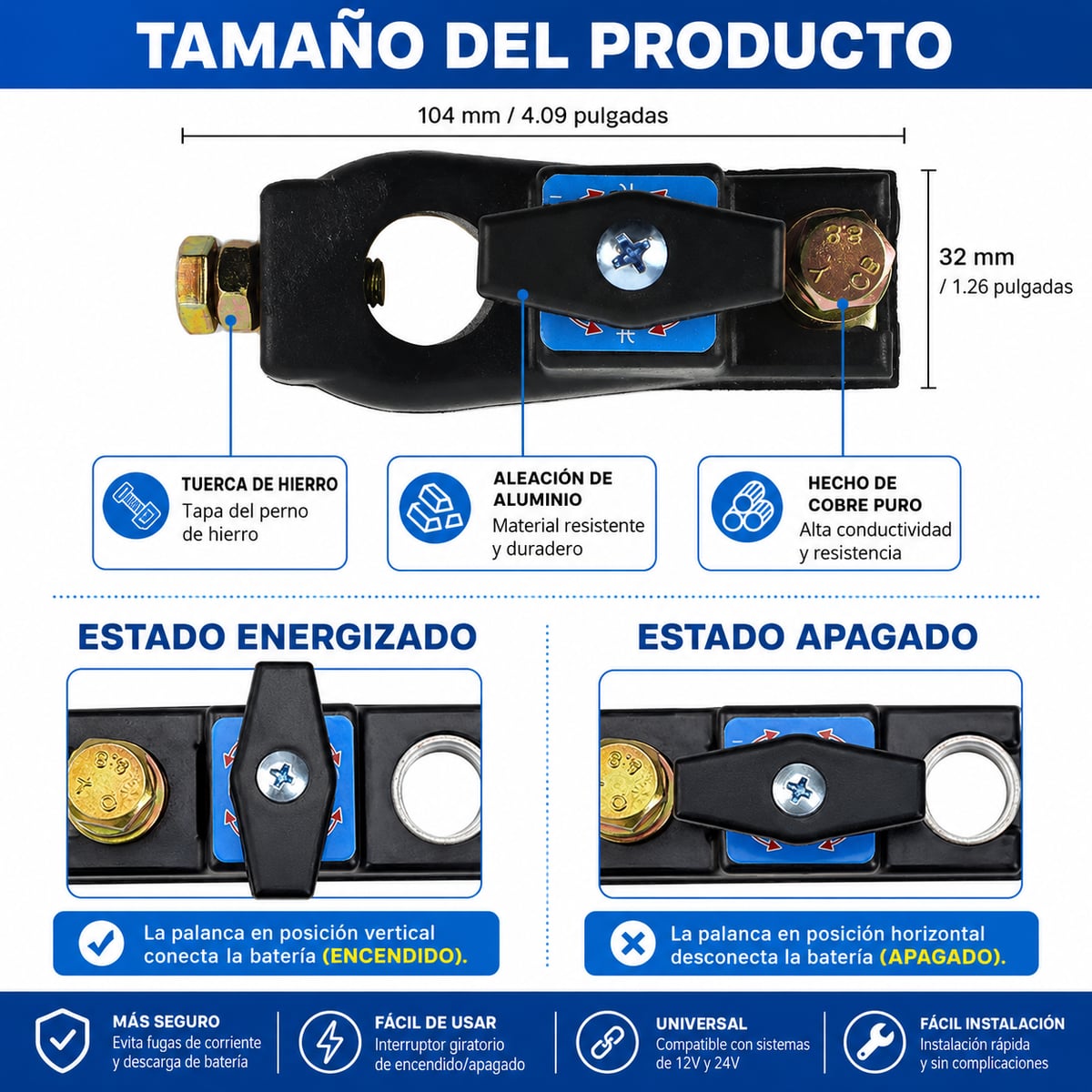 Interruptor Maestro para Batería de Auto, Camión y Vehículos + ENVIO GRATIS