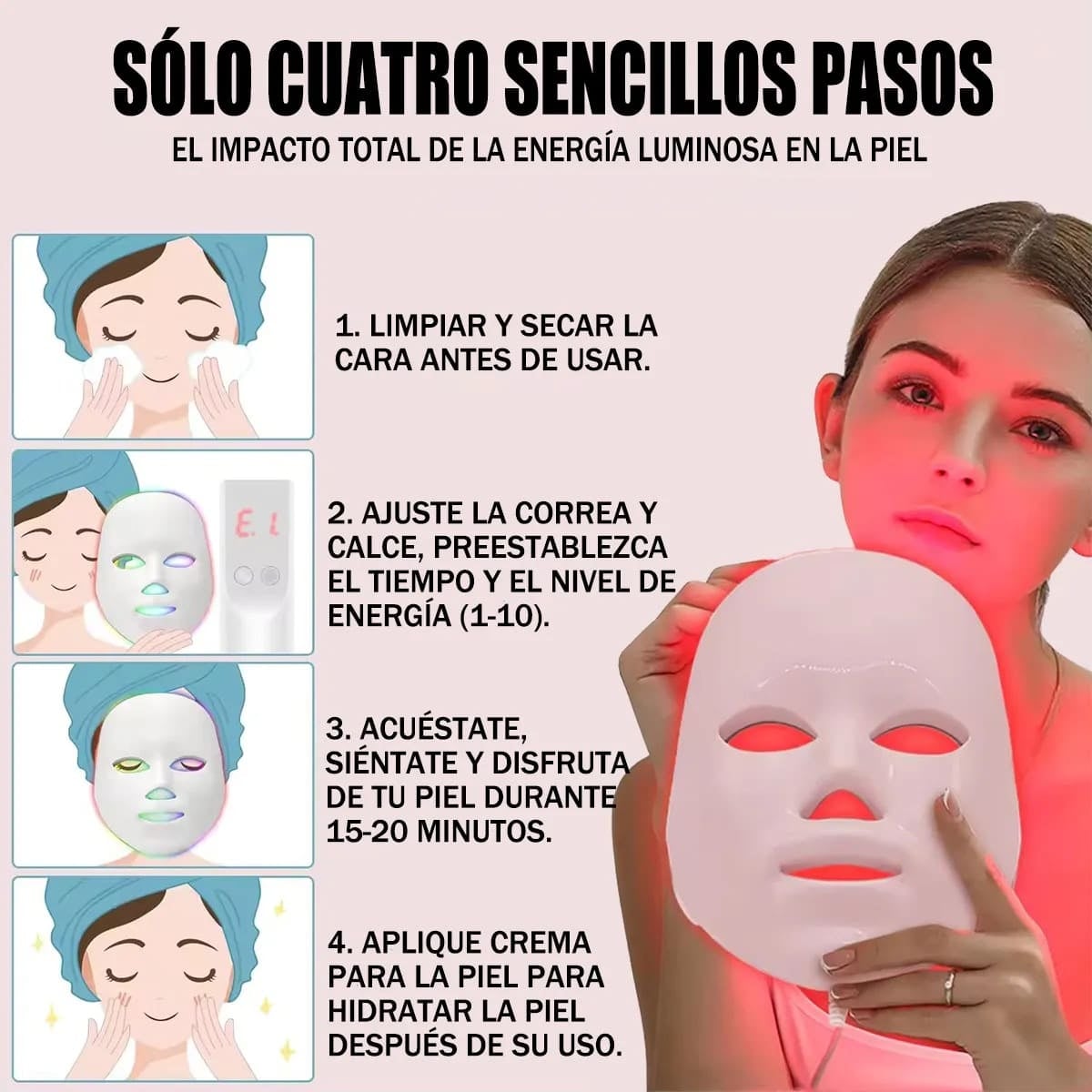 Mascara Led Facial (7 Colores de terapia)🎁🎀