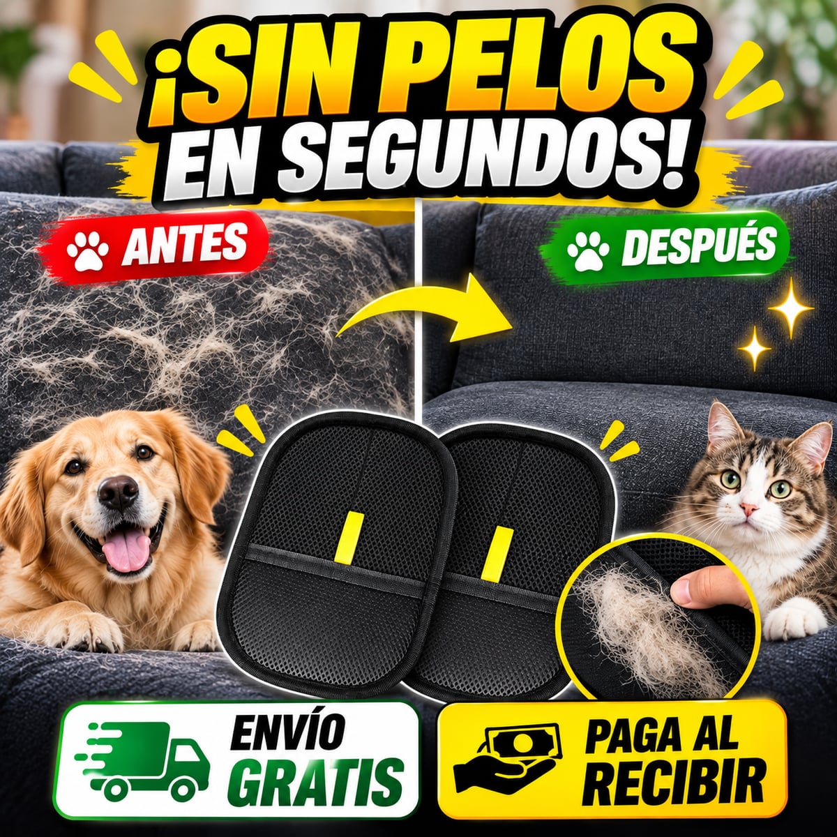 EL PELO SE VA, TU MASCOTA SE QUEDA ❤️CON LOS GUANTES QUITA PELUSA 🐾🐾