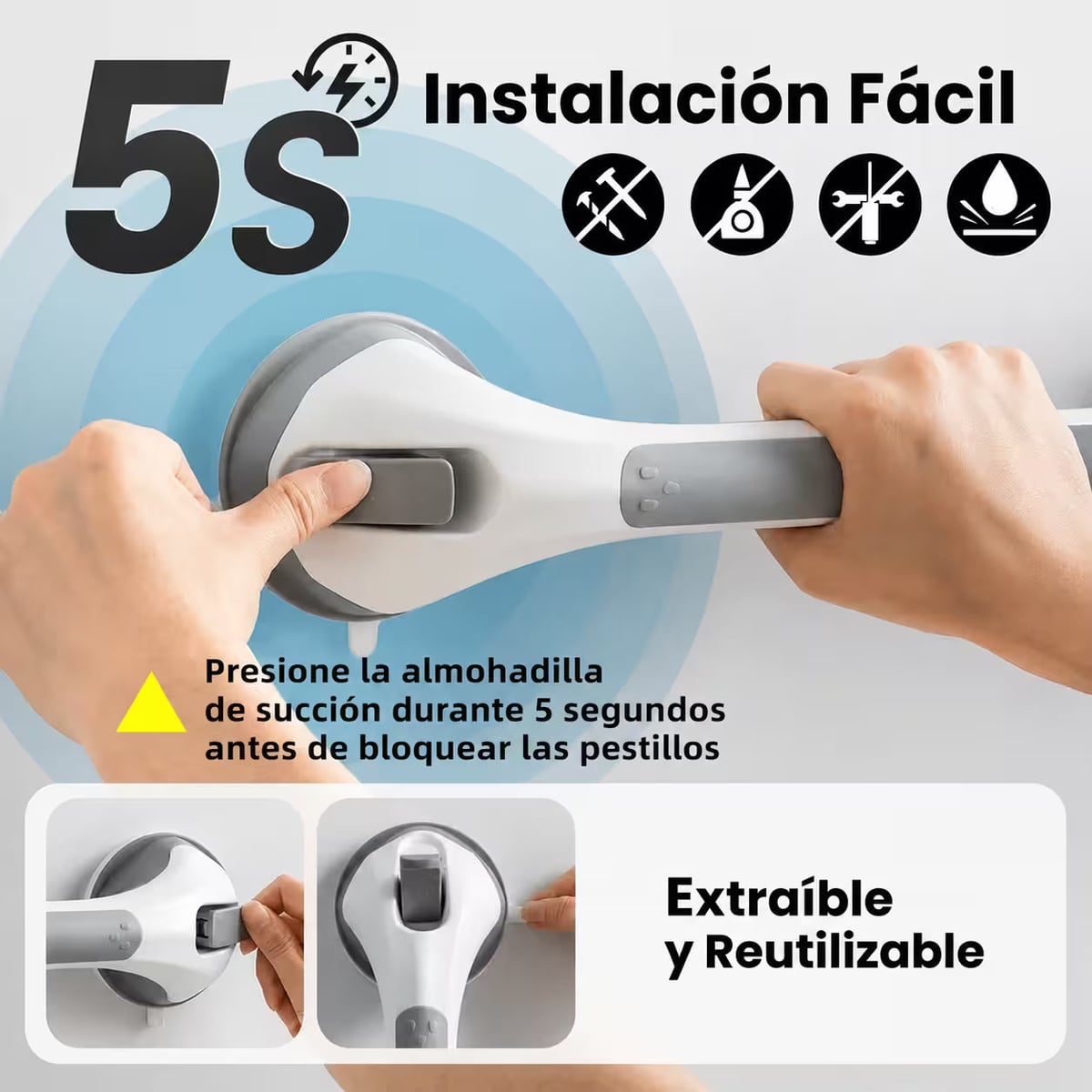 🛁OFERTA 2X1 BARRA DE SEGURIDAD CON VENTOSAS PARA BAÑO