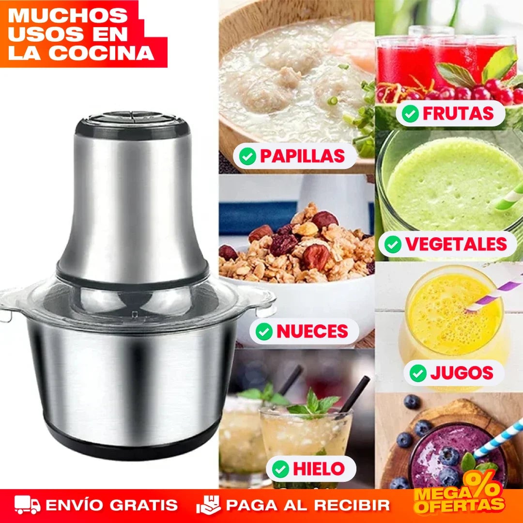 PICADOR ELÉCTRICO ACERO INOXIDABLE 🔥2 LITROS🔥 (TAMAÑO GRANDE) + ENVÍO GRATIS