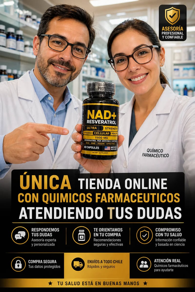 ✨ Resveratrol + NAD Premium Revierte el envejecimiento celular en 4-6 semanas con la Tecnología de Doble Activación: NAD+ repara tu ADN dañado + Resveratrol enciende tus proteínas de juventud