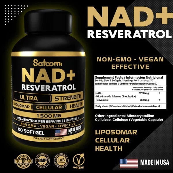 🧠 NAD + Resveratrol – Enfoque mental, energía y juventud en cada cápsula 💊