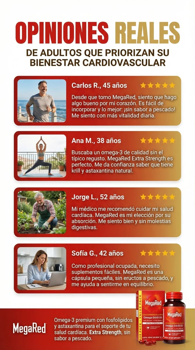 MegaRed® Omega-3 + Krill: Cuida tu corazón, mente y articulaciones ¡Empieza hoy!
