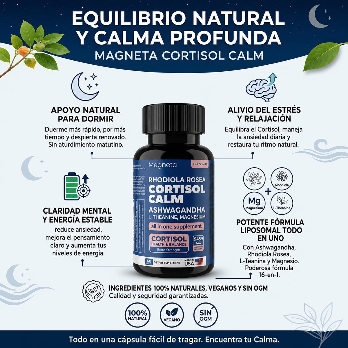 CORTISOLCALM™ - Suplemento para el Estrés, el Sueño y la Energía | ¡2 + 1 GRATIS por tiempo limitado! ⏰