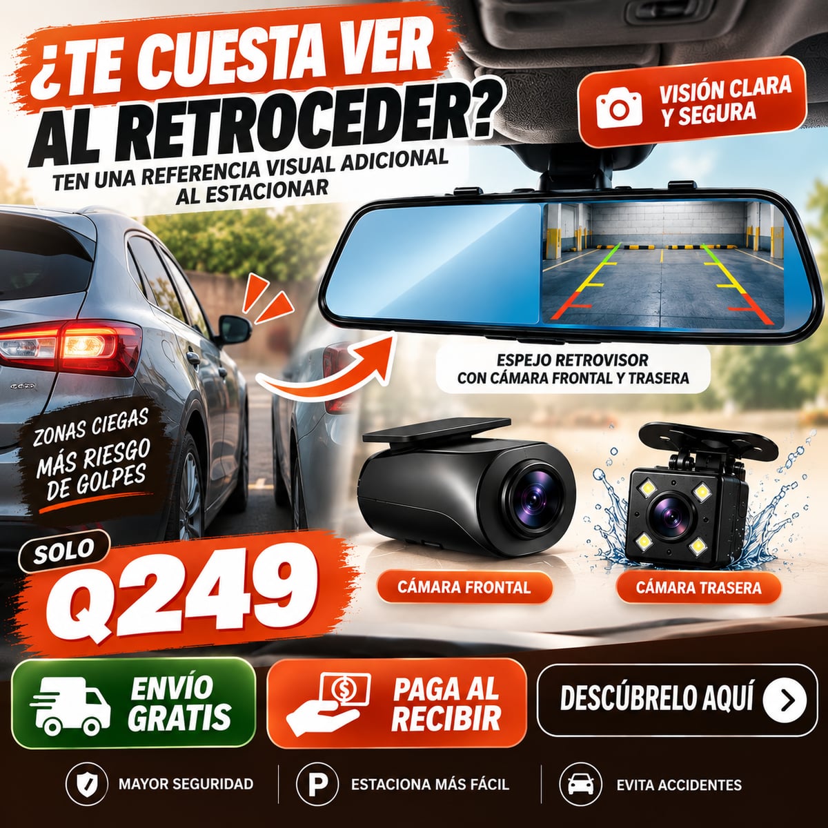 Convierte tu retrovisor en una cámara de seguridad para tu carro.
