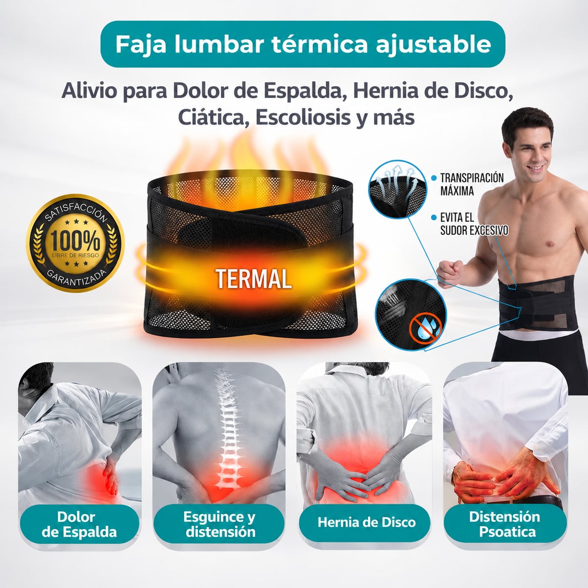 Faja Lumbar Térmica Ajustable