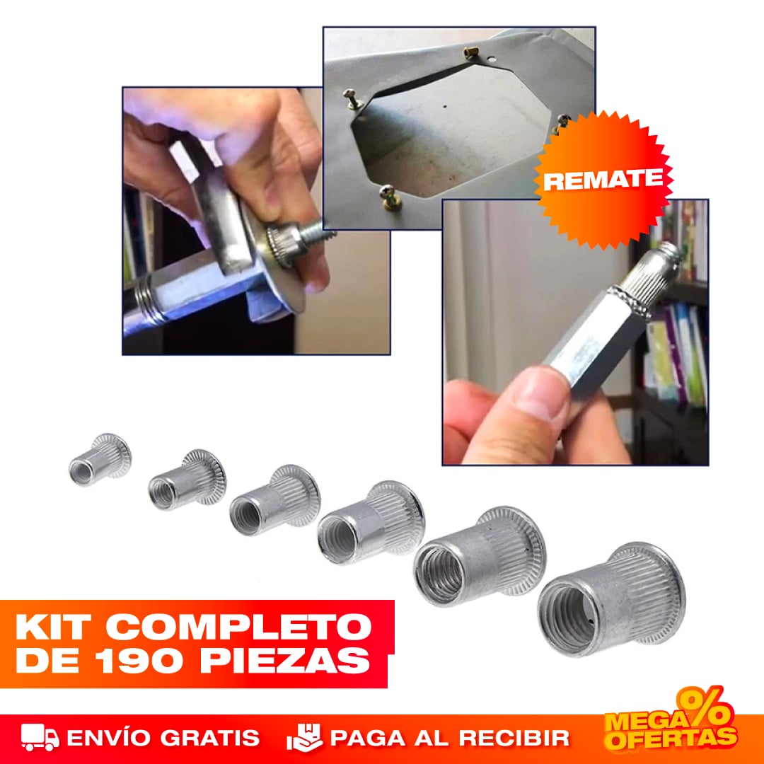 JUEGO DE 190 TUERCAS REMACHABLES