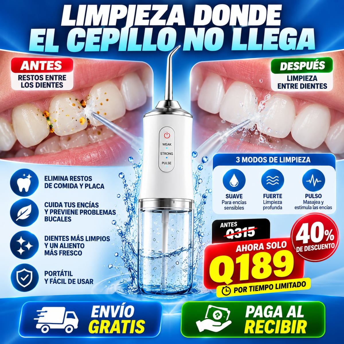 💧🦷 ¡LIMPIEZA PROFUNDA DONDE EL CEPILLO NO LLEGA! /ENVIO GRATIS