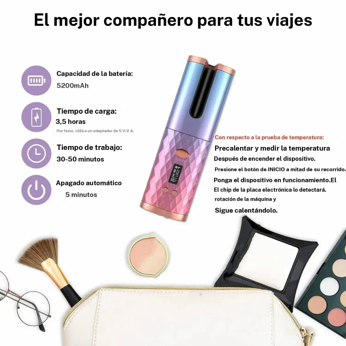 Rizador de cabello inalámbrico - Paga al Recibir + Envío Gratis 🏠🚗🎁