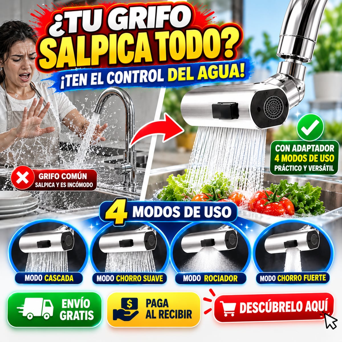 🚰 AquaFlex – Grifo de Cascada 360°💦