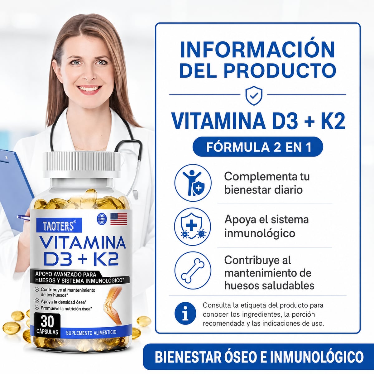 VITAMINA D3 K2 DEAL 5,000 IU 30 CAPSULAS + ENVIO GRATIS 🎁