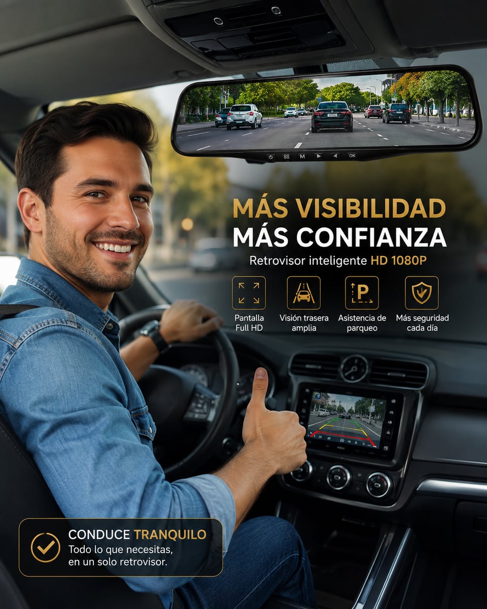 RETROVISOR DIGITAEL 2 EN 1 CON CÁMARA FRONTAL + TRASERA 🚘